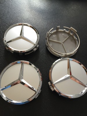 4 TAPPI COPRIMOZZO SILVER ARGENTO PER MERCEDES CERCHI IN LEGA STEMMA BORCHIE