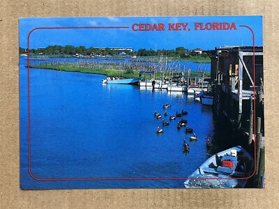 Postcard Cedar Key FL Florida Island Fishing Village Boats Vintage PC