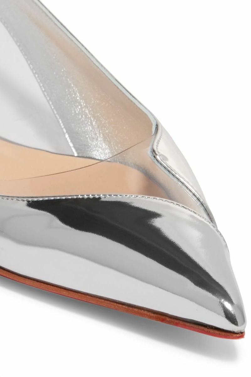 Christian Louboutin♡シルバー フラットシューズ Christian Louboutin Flats V Dec Slingbacks Silver Ballet Shoes