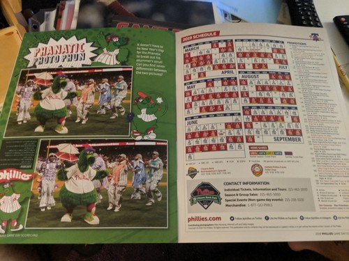 Scott Kingery Cover PHILADELPHIA PHILLIES Game Day Scorecard 2019 Program - Picture 5 of 5