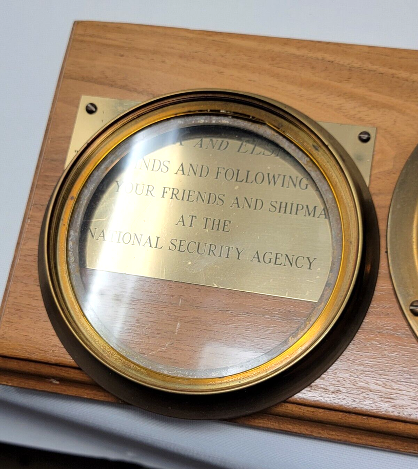 Vintage Brass Chelsa Boston Ship Porthole Quartz Clock with Wood Plaque ...