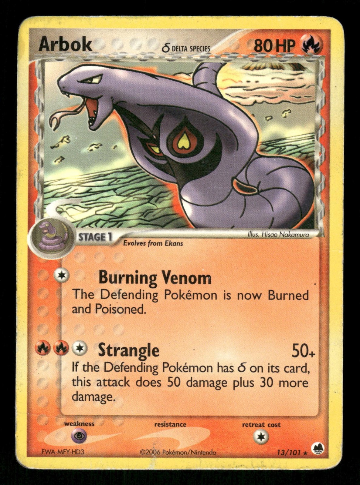 Arbok 13/101 HP Rare Dragon Frontiers 2006 Pokemon TCG