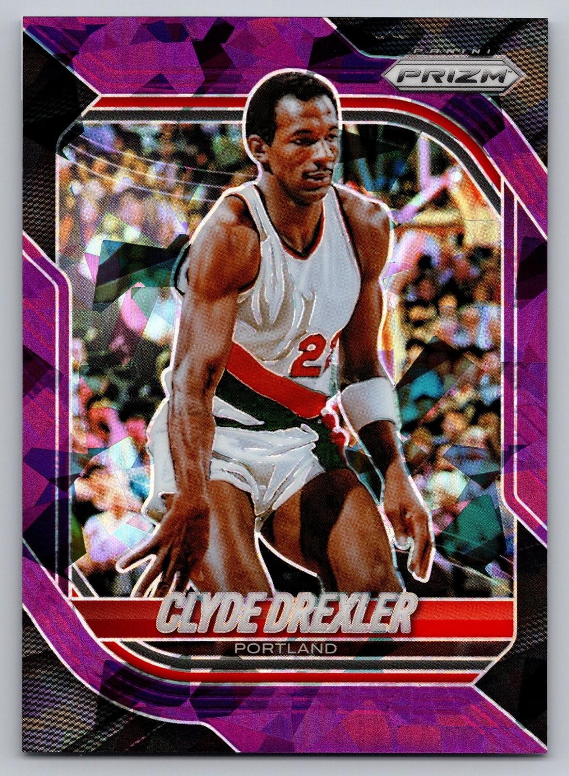 2025-26 Panini Prizm #163 Clyde Drexler Purple Ice Prizm #/199