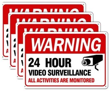 Video Surveillance Warning Signs Reflective Waterproof 4 Pack