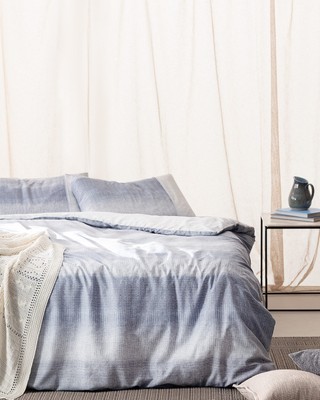 Adelya King Size 100 % Baumwolle Madame Coco Crep bedrucktes Bettbezug-Set   Bla