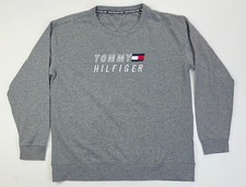 Tommy Hilfiger Sport Size Large Women Gray Spellout Long Sleeve Pullover Sweater