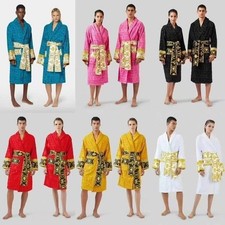 Luxury Patterned Bathrobe – Unisex Plush Spa Robe w/ Belt, Soft Thick Comfort,