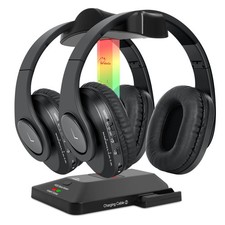 Dual Wireless Headphones for TV Watching with RF Transmitter, Bluetooth Over-...