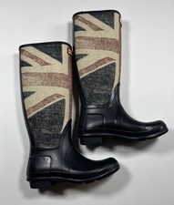 Women’s Hunter Rain Boots British Flag Union Jack US 4 Original Brit FLAW London