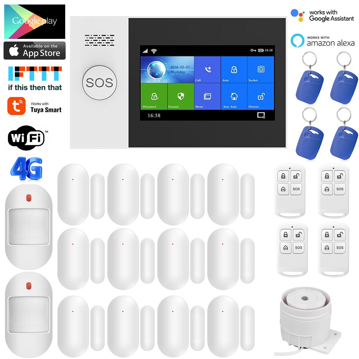 B17 Tuya APP WiFi+4G Sim Card SMS Wireless IR Home Security 