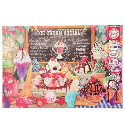 EDUCA 500 Piece Puzzle Ice Cream Shop Food Desserts Speed Puzzling