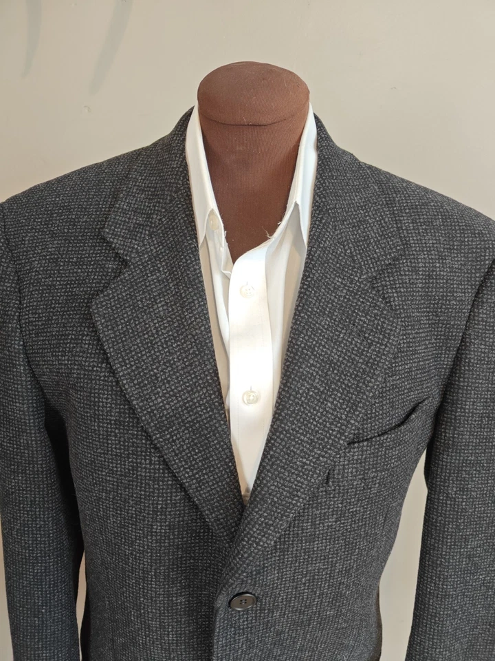 🇮🇹 Abrigo Deportivo De Colección Mani Armani Para Hombres 39R Negro Gris Tres Botones  Foto 2 de 4