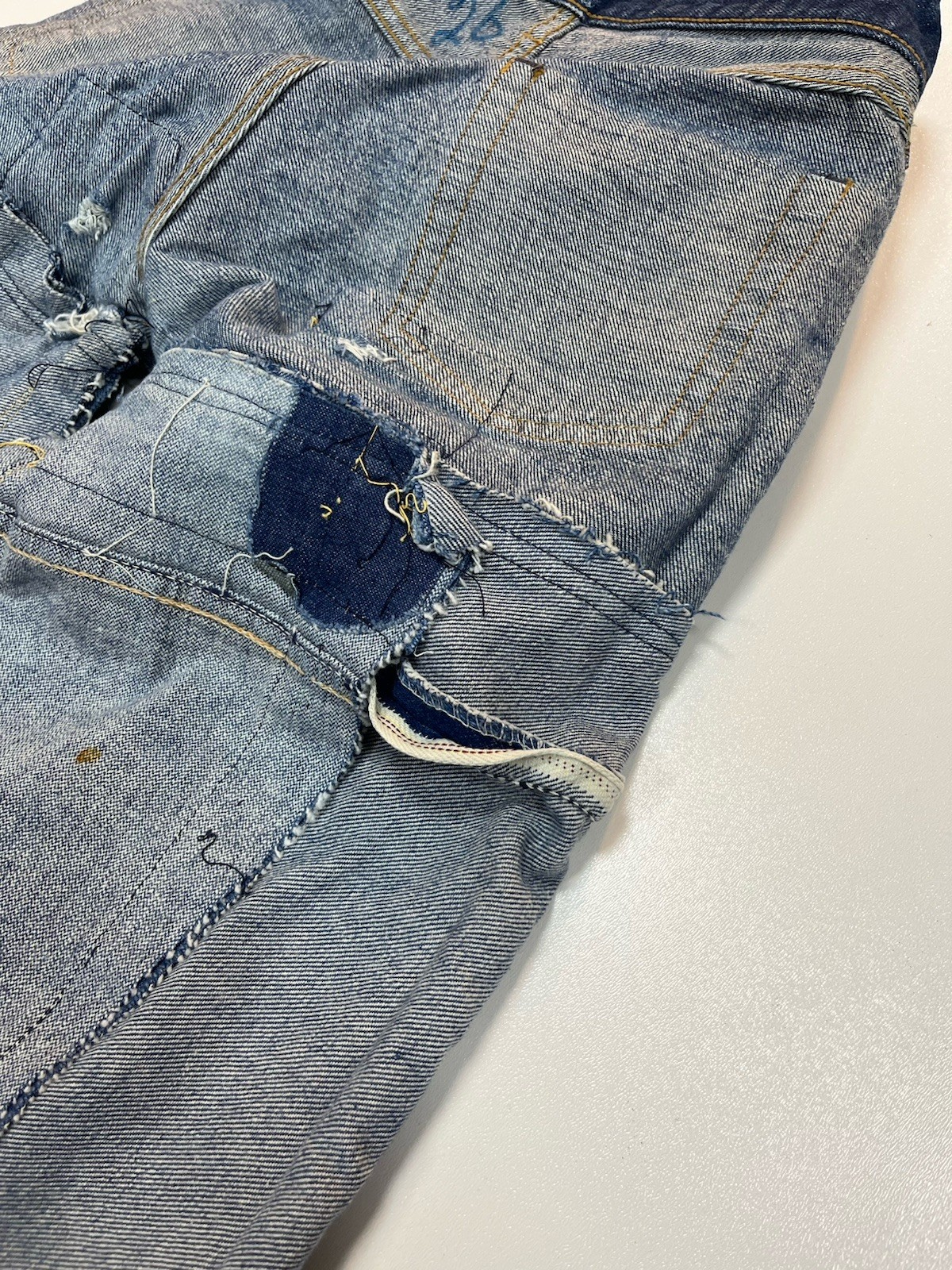 Vintage 60s Patchwork Levis 302 Flared Selvedge H… - image 17