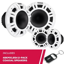 Kicker Pack of 2 48KMXL654 6.5 Inch 4 2-Way Marine LED HLCD Coaxial Speakers