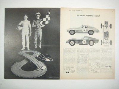 Go Pro Go Revell Gran Turismo Ferrari GTO Corvette Slot Cars 2 PG Print AD 1964