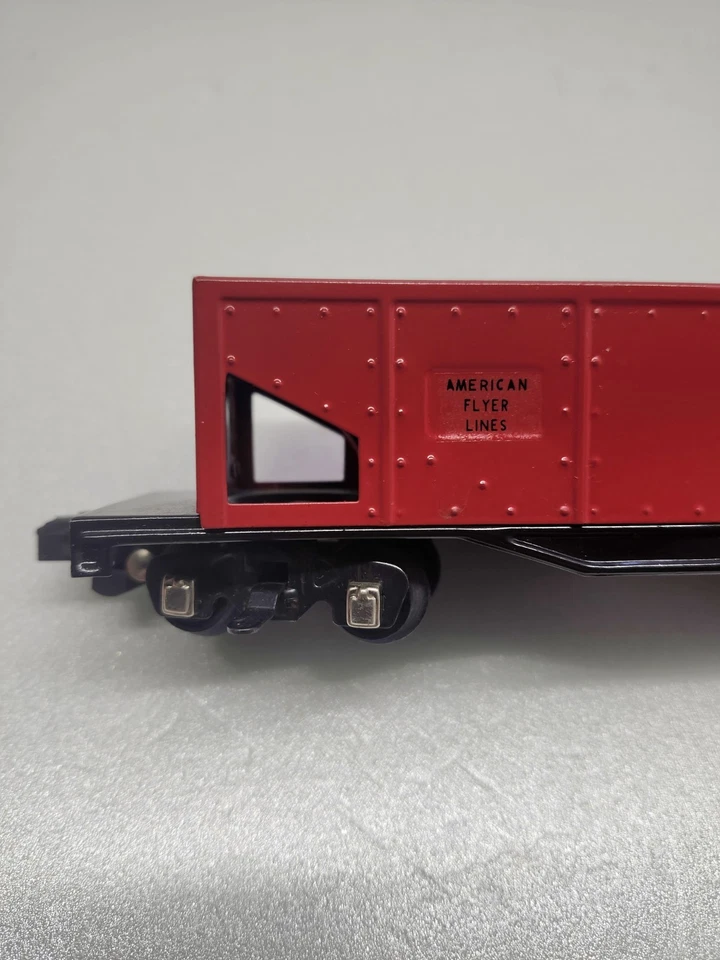 American Flyer #716 Red Side Dump Car S-Gauge Contact Rails 1946 - Never Used - Image 4 of 4