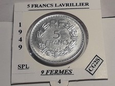 5 Francs Lavrillier 1949 9 Fermé SPL - 4