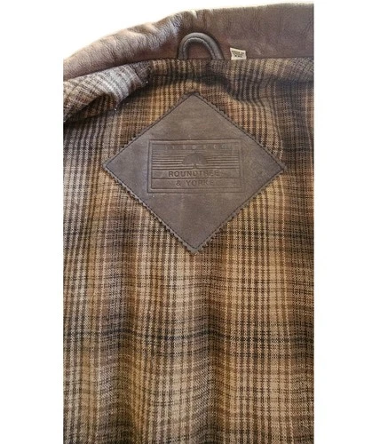 Vintage Roundtree & Yorke Mens XXL Brown Heavyweight Leather Zip-Up Coat!  image 10