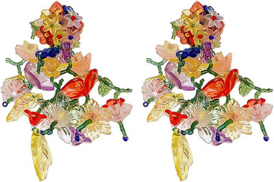 Lange Ohrhänger Acryl Blumen für Damen Mädchen 925 Sterling Silber Post Co