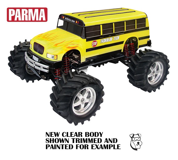 10107 - 1/10 PARMA MONSTER SCHOOL BUS - CLEAR RC Truck Body T-MAXX