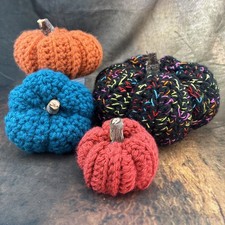 4 CROCHET Handmade Fall/Autumn PUMPKINS Halloween Thanksgiving Cottage Core
