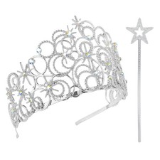 Bubble Crystal Crown Tiaras, Princess Crown Queen Tiara with Wand for Women f...