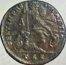 Battle Scene Genuine Ancient Roman Coin 348AD-350AD Emperor Constantius II