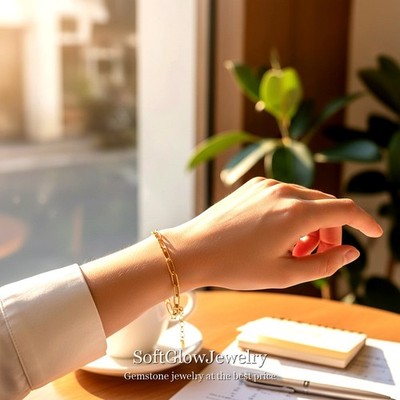 18K vergoldet 304SS geometrisches Clip Kette Armband