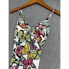 No Boundaries Butterfly Bodycon Dress Womens Small White Multi Lace Up Back