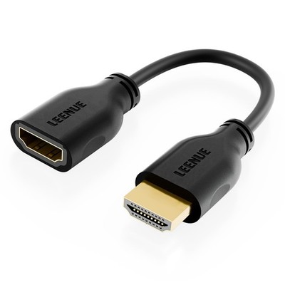 LEENUE HDMI Verlängerungskabel, 4K 18cm High Speed Stecker auf Buchse 18cm, schwarz 