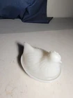 Vintage Hen On A Nest White Milk Glass Candy Trinket Dish Farm Animals Birds