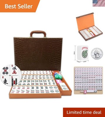 Traveler-Friendly American Mahjong Set: 166 Engraved Tiles and Dices Included