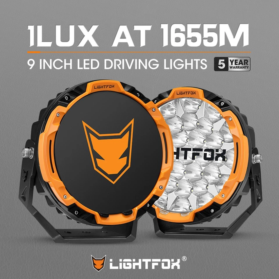 Lightfox 9" Osram LED Driving Lights Round Black Spotlight DRL Offroad Truck 4x4