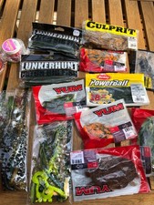 Large set of soft fishing lures, mostly in very good condition lure lake bass