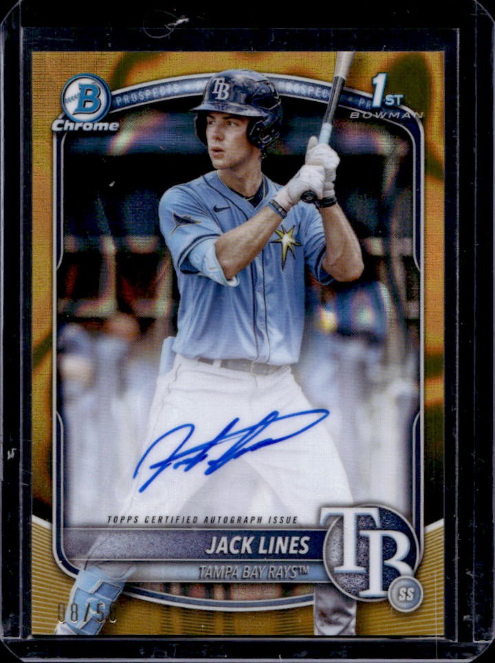 2025 Bowman Jack Lines Chrome Auto Gold Lava Refractor 1st Prospect #8/50 Rays