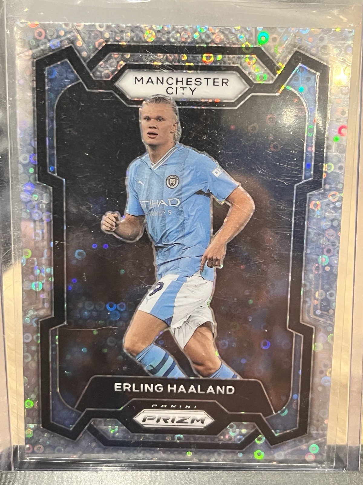 Erling Haaland 2023-24 Panini Prizm Premier League Breakaway Prizm Silver Disco