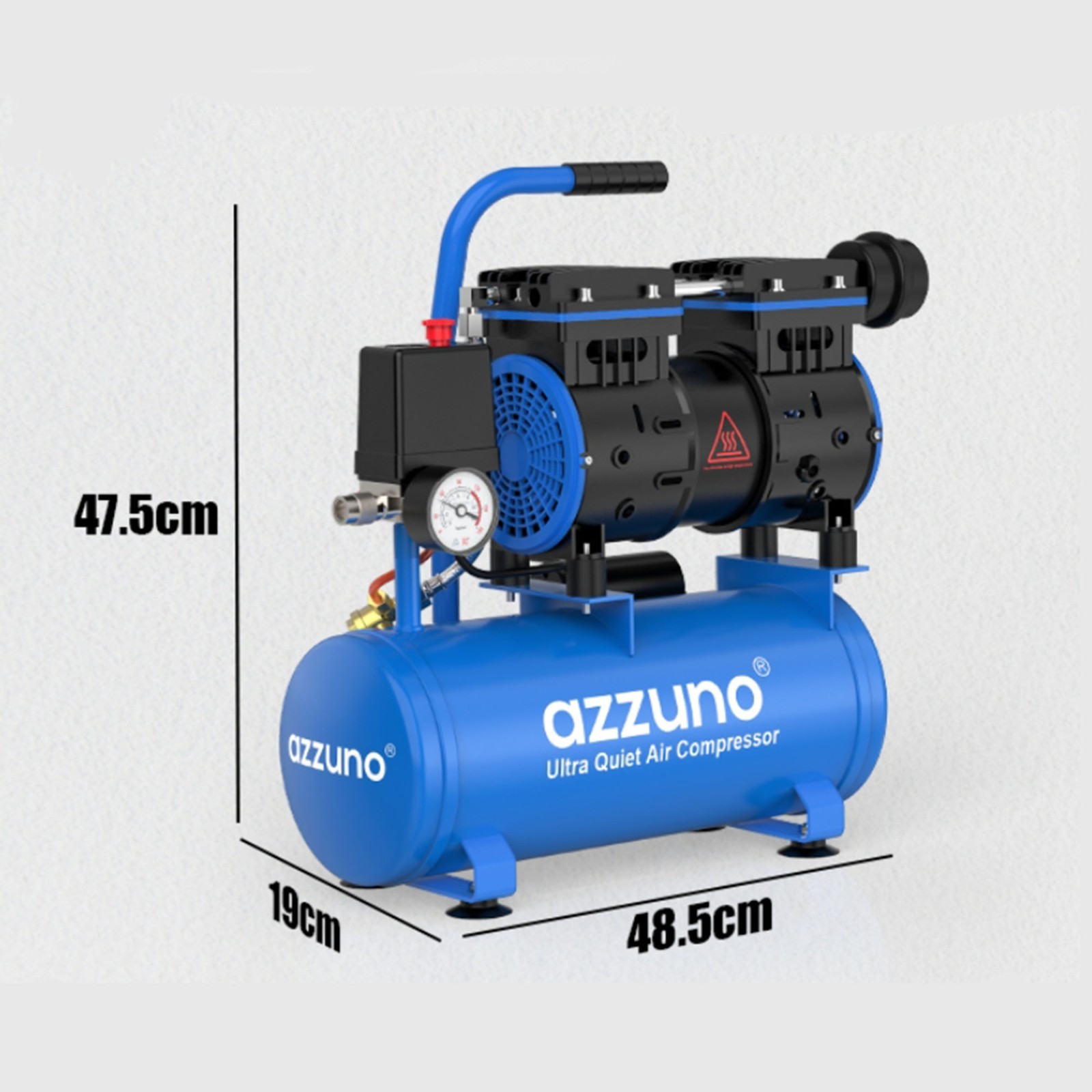 Air Compressor 2 Gallon 1.6CFM@90PSI 70 dB Ultra Quiet Oil Free Compressor