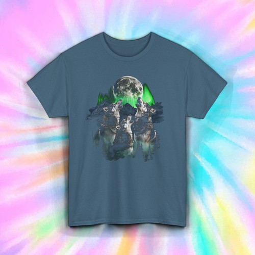 Camisa Three Wolves Houlling Luna Llena Naturaleza Northern Lights Bosque Camiseta S-5XL - Imagen 30 de 71