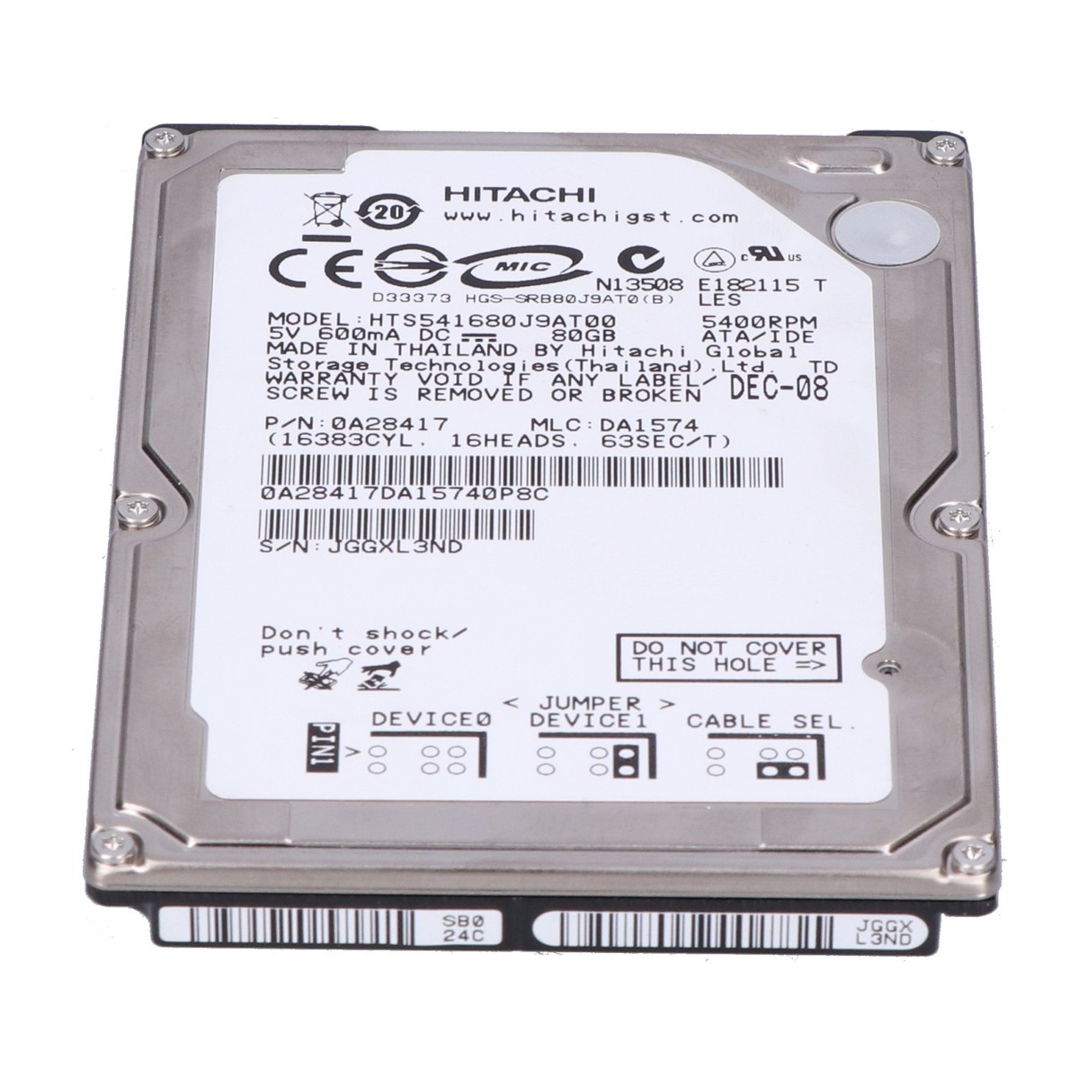 Hitachi HTS541680J9AT00 Hard Disk 80gb for sale online | eBay UK