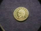 1852 Round Indian Head California Gold 1/2 Dollar Token/Coin: with bear on back