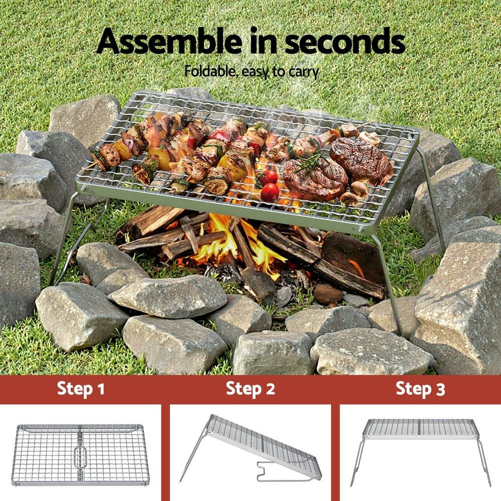 Grillz Portable BBQ Grill Charcoal Smoker Foldable Legs Camping Outdoor