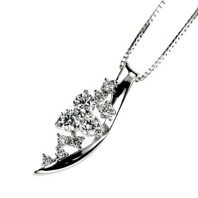  K18WG Diamond Pendant Necklace 0.53ct - Auth free shipping from Japan- Auth SEL