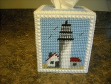 ONE TISSUE BOX COVER - LIGHTHOUSE- Plastic Ca...