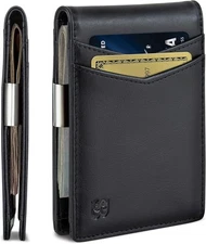 SERMAN BRANDS Money Clip Wallet RFID Men's Charcoal Black Slim New