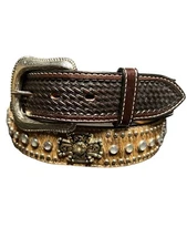 Native American Belt Conchos & Hand Tooled Leather Billets Belts Handtooled