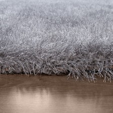 Tapis Poils Longs Pour Salon, Shaggy Avec Fil Brillant, Uni Gris