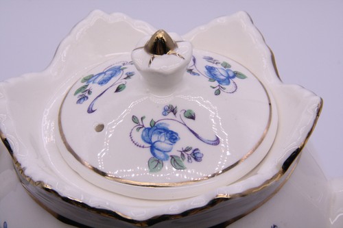 Blue Rose Tea Pot and Warmer. Complete Set. Vintage Japan Castle China Gold Trim - Picture 15 of 22