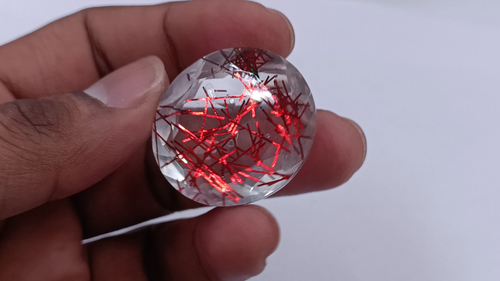 80-90 CT Oval Cut Red Rutilated Quartz Certified Transparent Loose Gems 25ND - Video 1 of 1