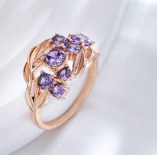 585 Rolled gold Natural Amethyst 2.9 gr women's ring size : 8