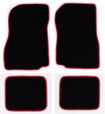NEW! 1968-1972 CHEVELLE Floor Mats Black Carpet Embroidered Red Binding Set of 4